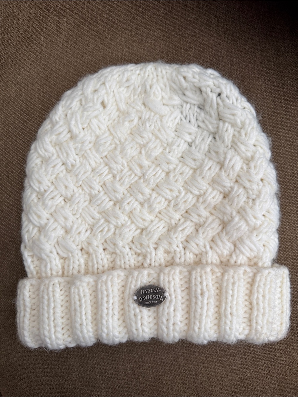 Harley-Davidson Ivory Cream Cable Knit Beanie OS - Picture 1 of 9